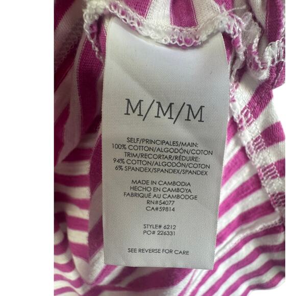 CAbi Striped Short Sleeve Tee Pink White Style 6212 Size Medium - Picture 5 of 5
